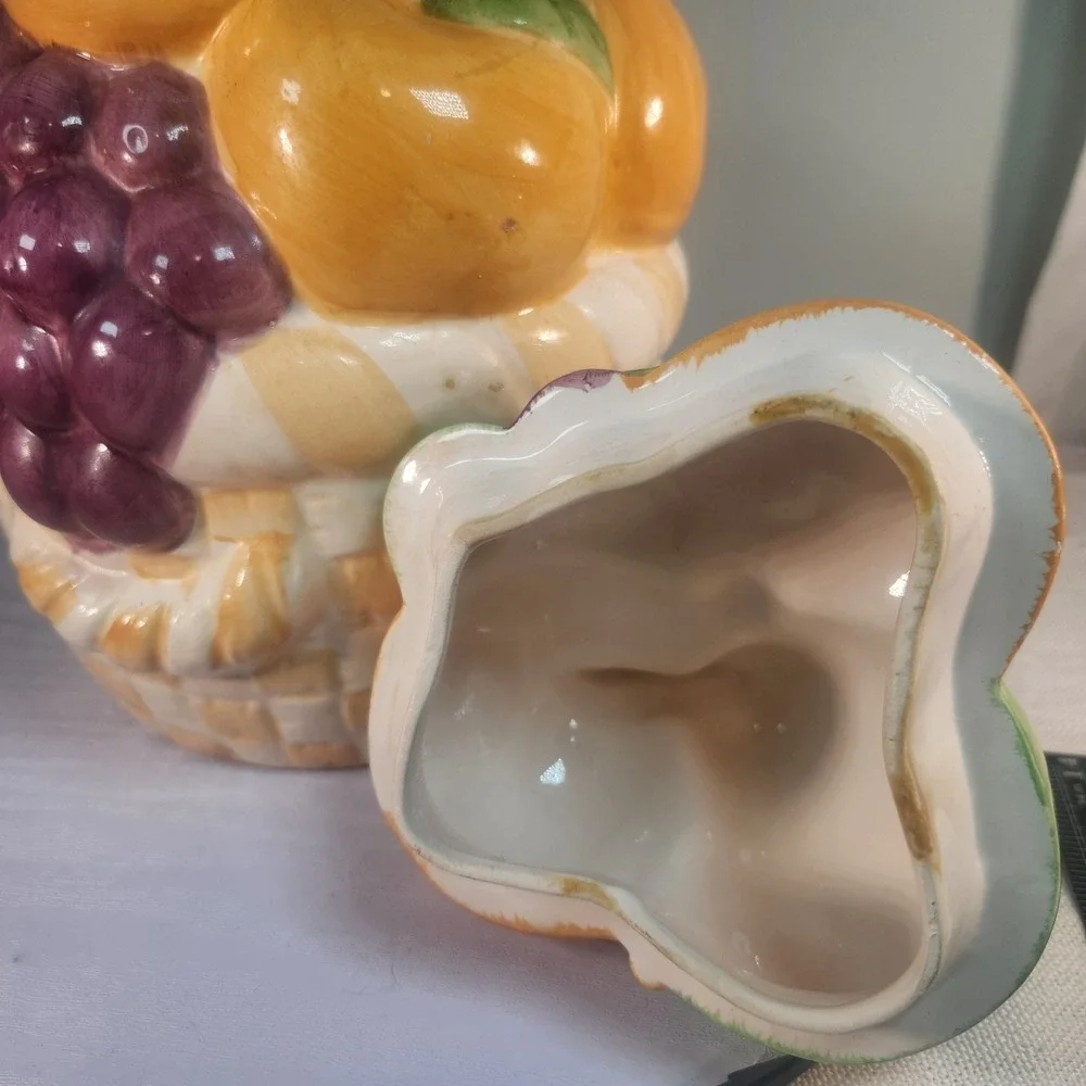 Vintage Cookie Jar Fruit In A Basket 10
